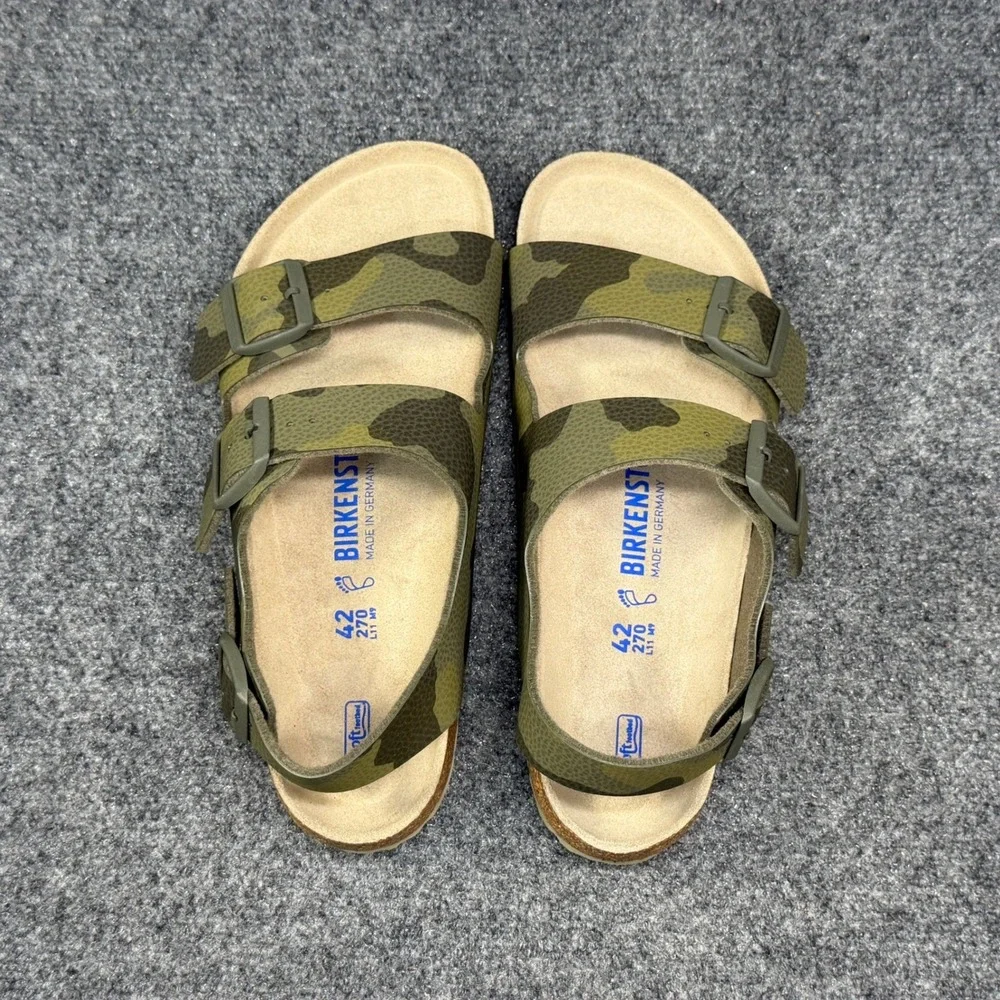 Birkenstock Milano Sandals‎ Men's 9 Desert Soil Camouflage Green Soft Footbed